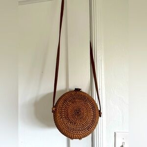 Rattan Woven Shoulder Bag Purse